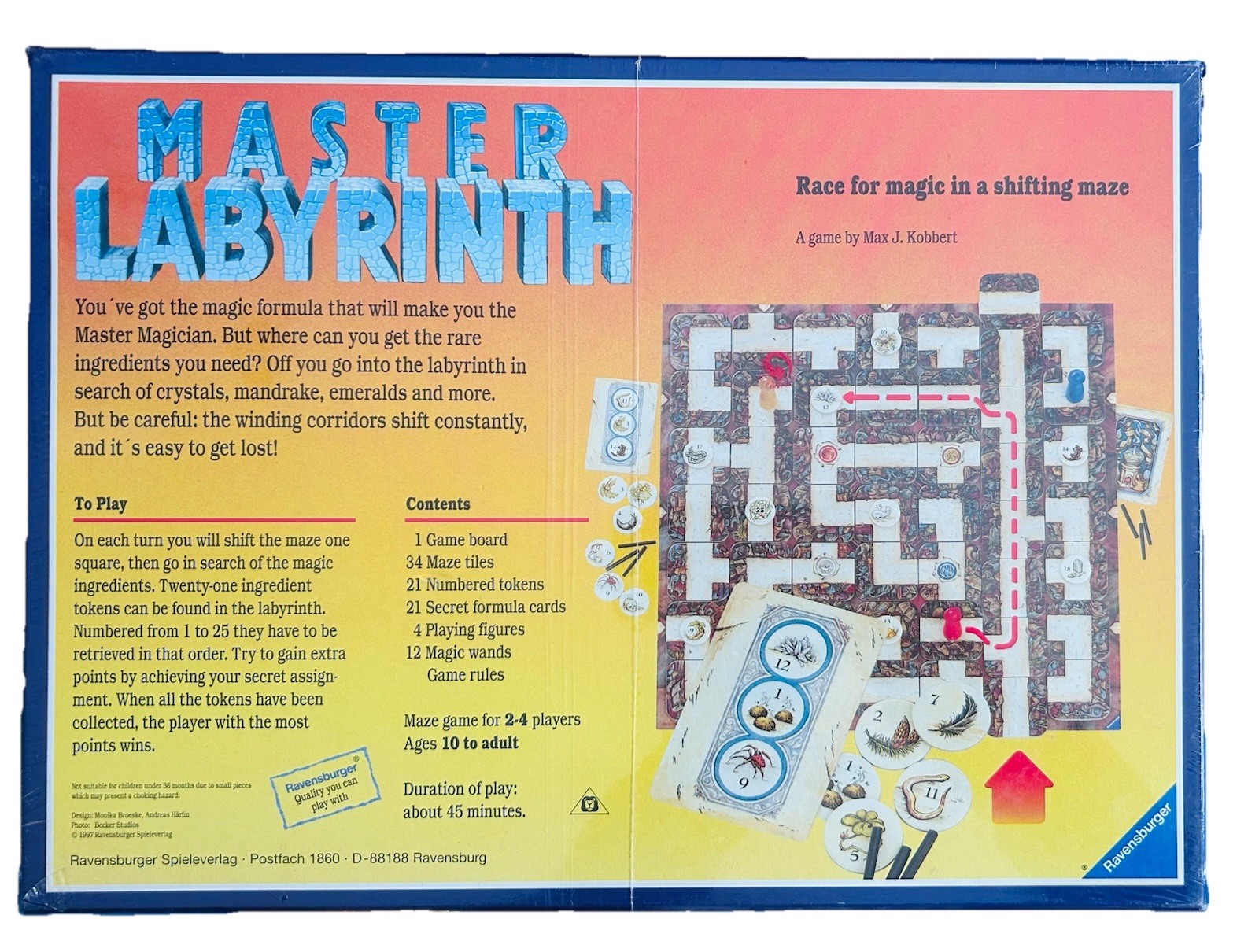 VTG SEALED Master Labyrinth Maze Game COMPLETE Ravensburger 1997 Strategy