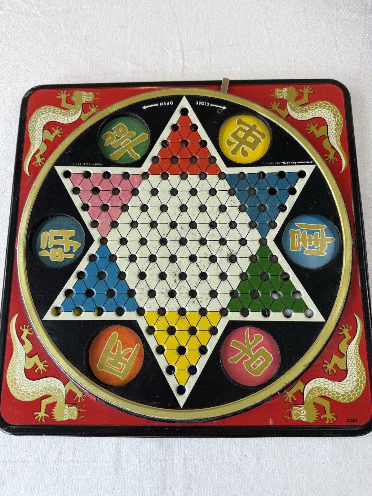 VINTAGE PRESSMAN 2253 TOY CORP HOP CHING CHINESE CHECKERS with marbles USA