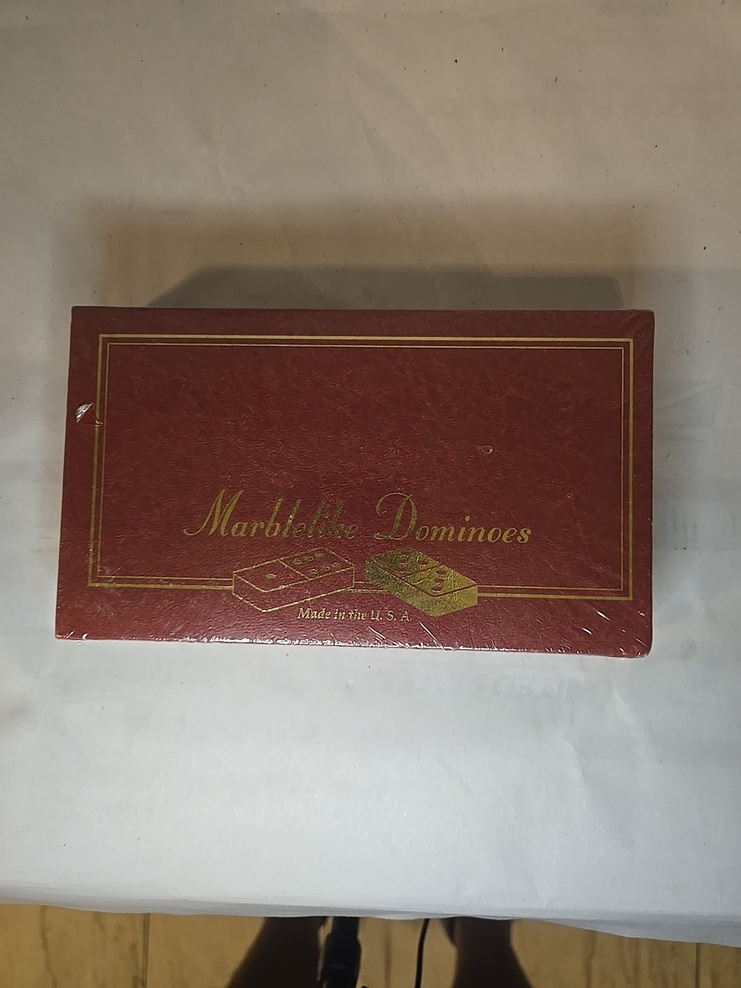 VTG RARE EXTRA THICK PROFESSIONAL MARBLELIKE DOMINOES PUREMCO GREAT PYRENEES DOG