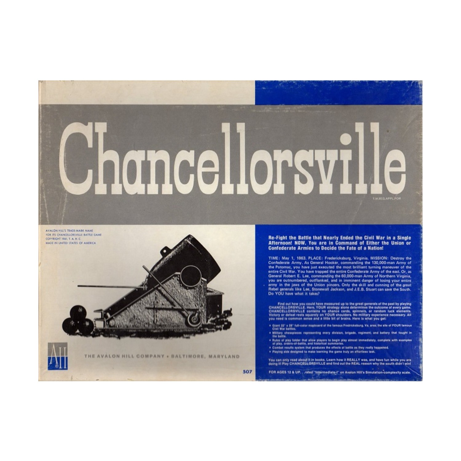 Avalon Hill Civil & ARW Chancellorsville (2nd Ed) Box Fair/NM