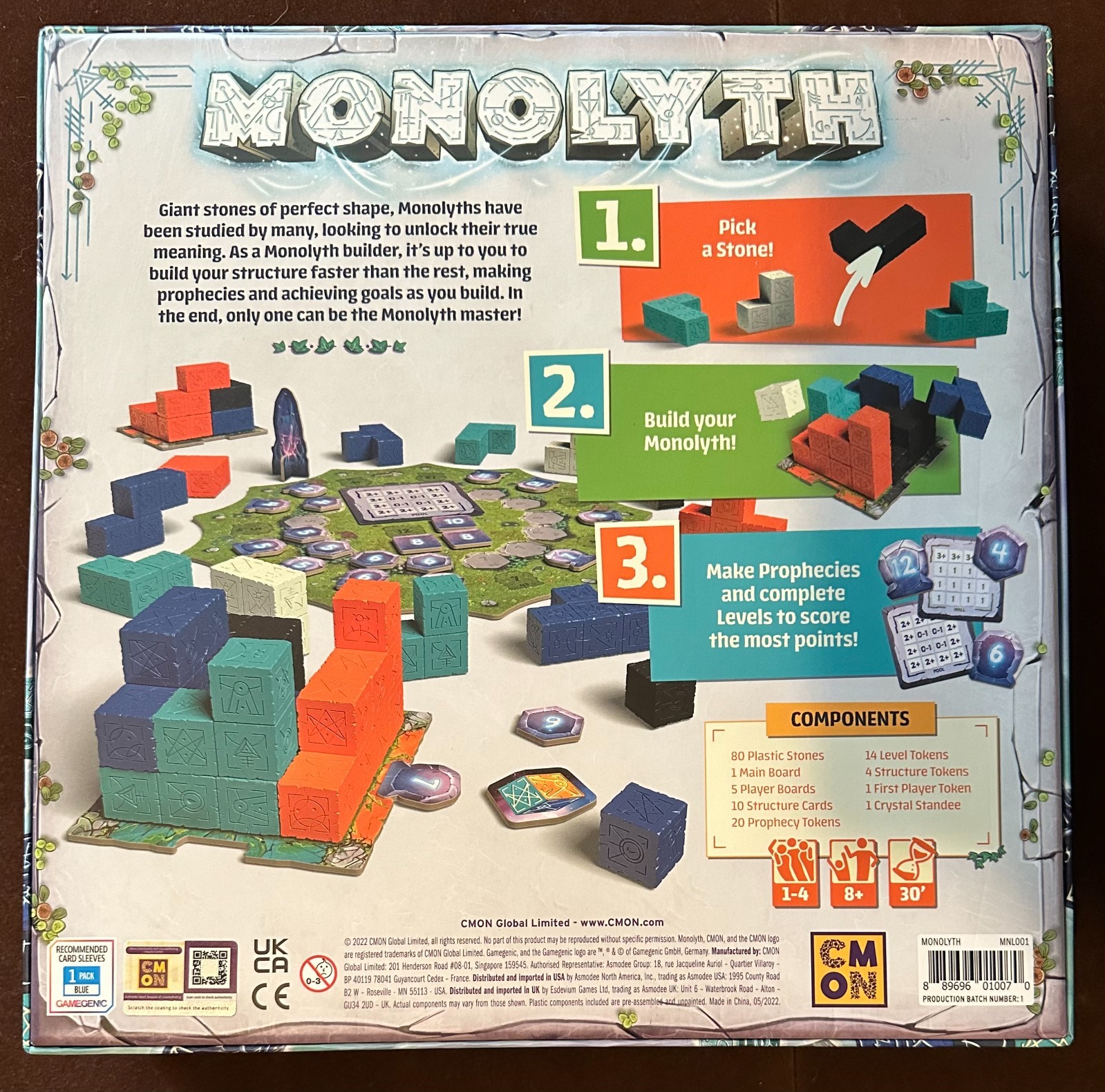 Monolyth – Abstract Strategy Board Game by CMON – NM – Never played