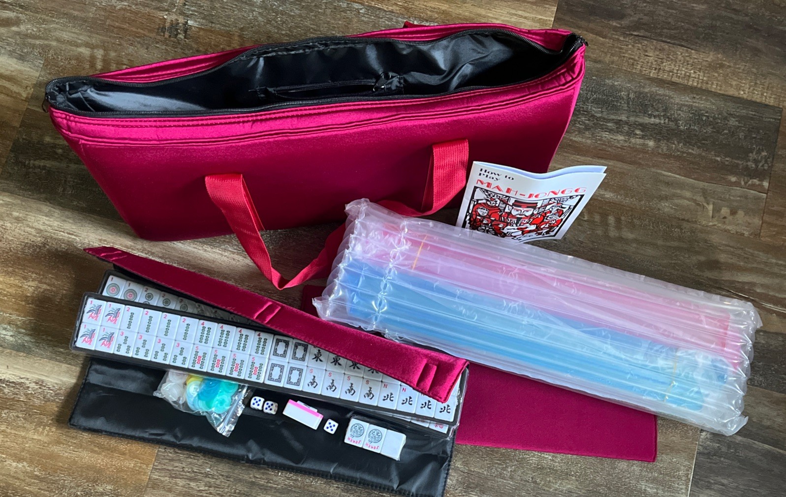 Mose Cafolo American Mahjong Set W/Carrying Case Pinky Red
