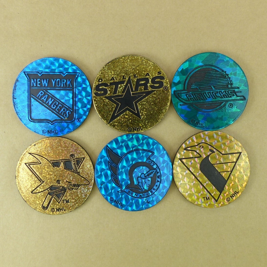 6 Plastic POG Kini Slammers NHL Hockey Authentic World Pog Federation WPF 1994