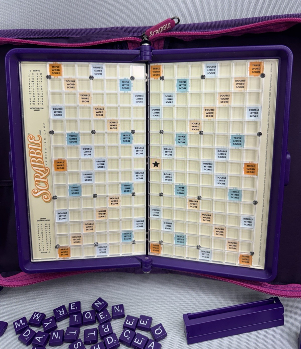 2002 Scrabble Travel Game Purple Complete All Tiles Pocket Edition Hasbro READ