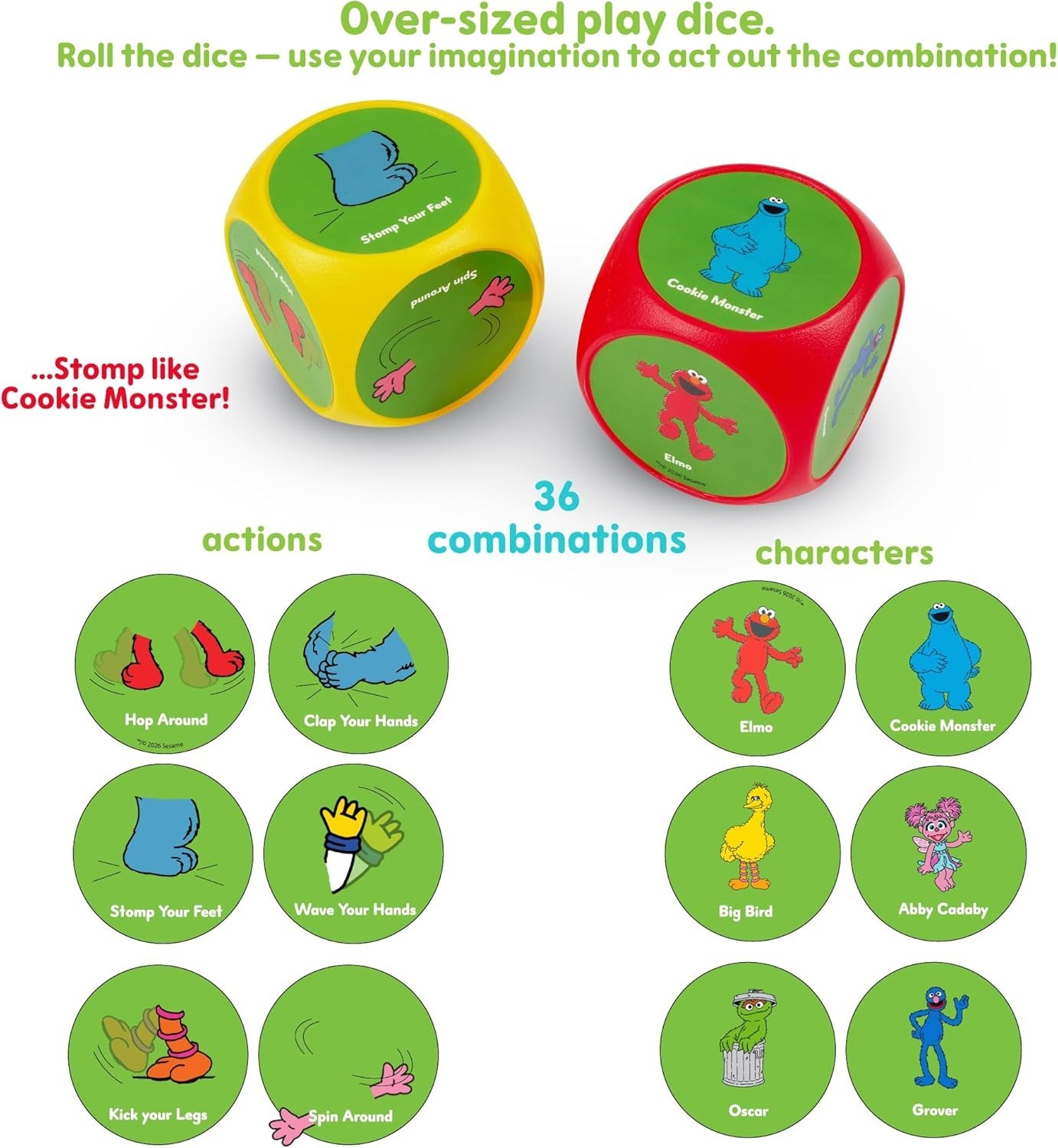 Sesame Street Dice Imagination Act Out the Action Game | Family Game Night fo…