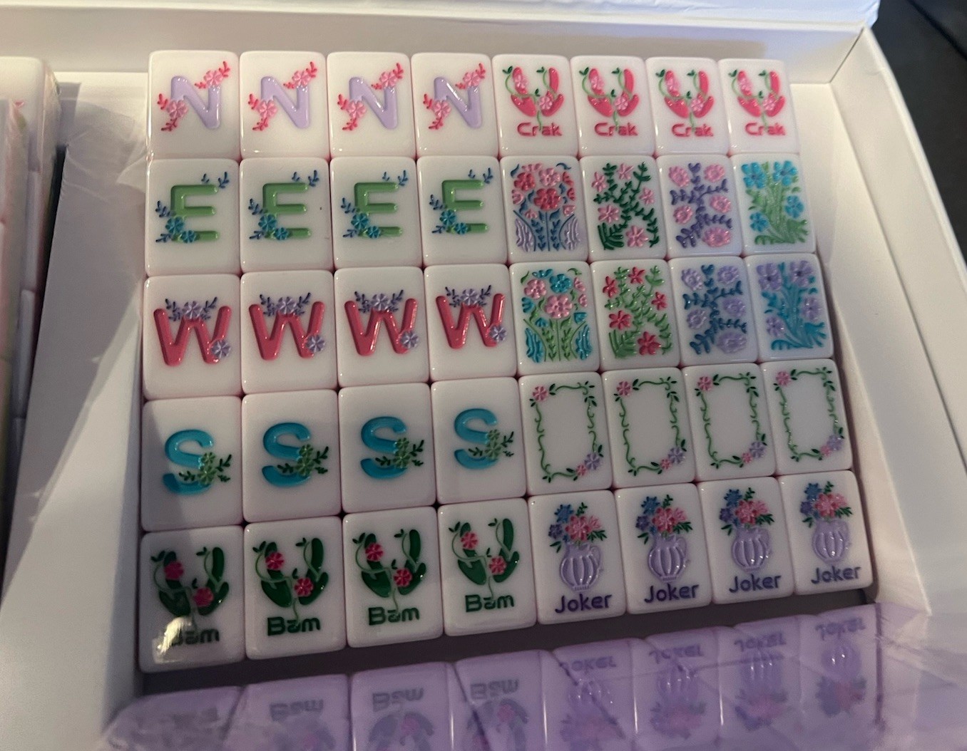 Florea Luxury American Mahjong Set 160 Hand Painted Tiles Purple Gift Box
