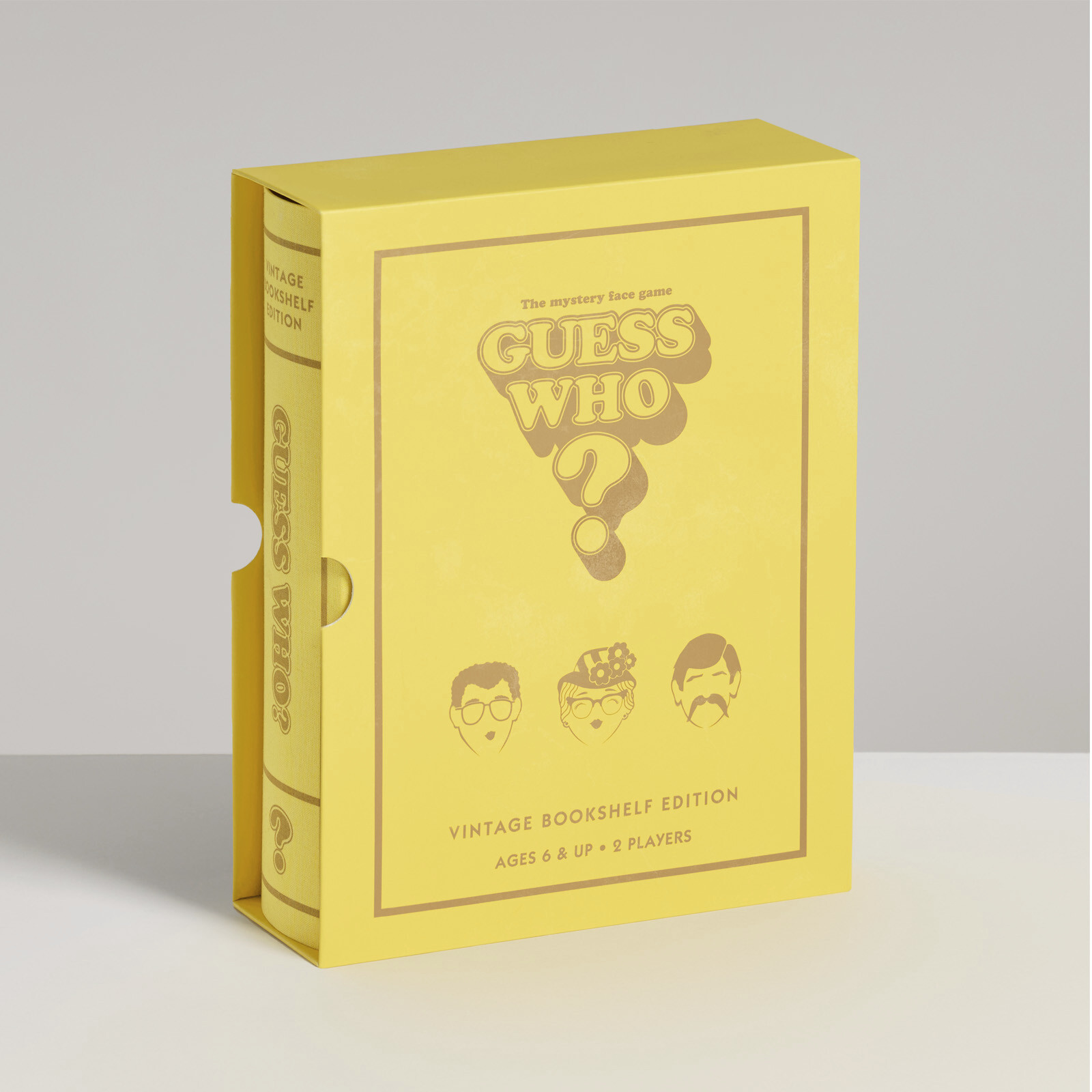 Guess Who? Vintage Bookshelf Edition Board Game in Linen Book Case WS Game Co