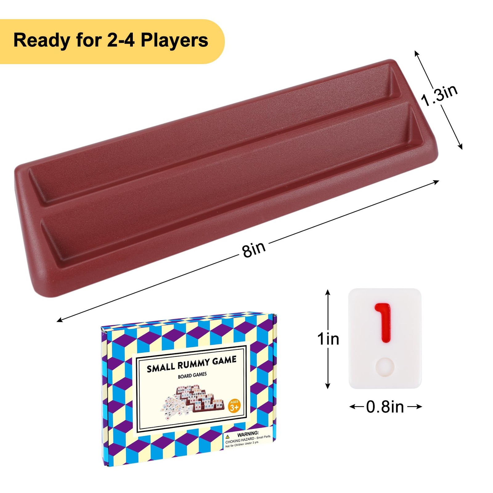 Offelec 106 Rummy Tiles Set with 4 Double Tile Travel, Mini Size Cube