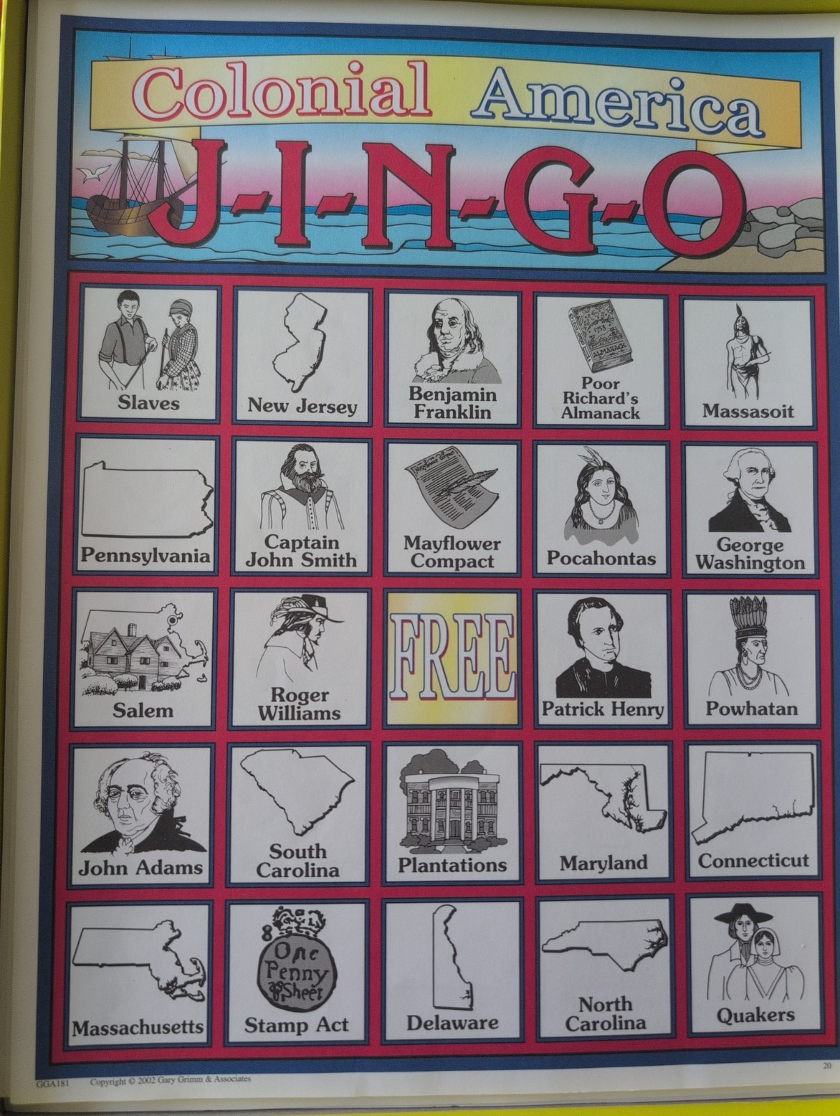 Lot of 6 JINGO Bingo Educational Presidential, American, Middle East *INCOMPLETE