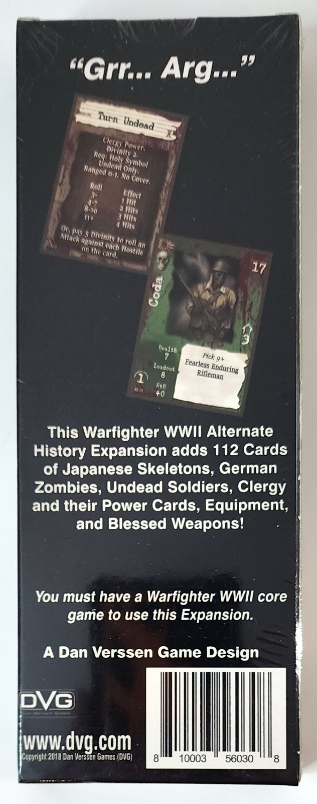 Warfighter WWII Expansion 42 Undead World War II Z Card Game NEW DVG