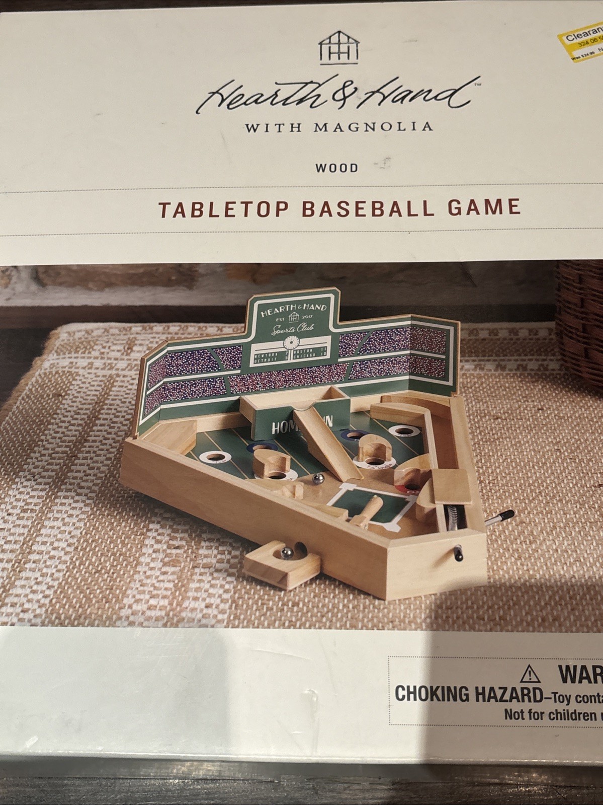 Hearth & Hand With magnolia Wood Tabletop Baseball game NIB