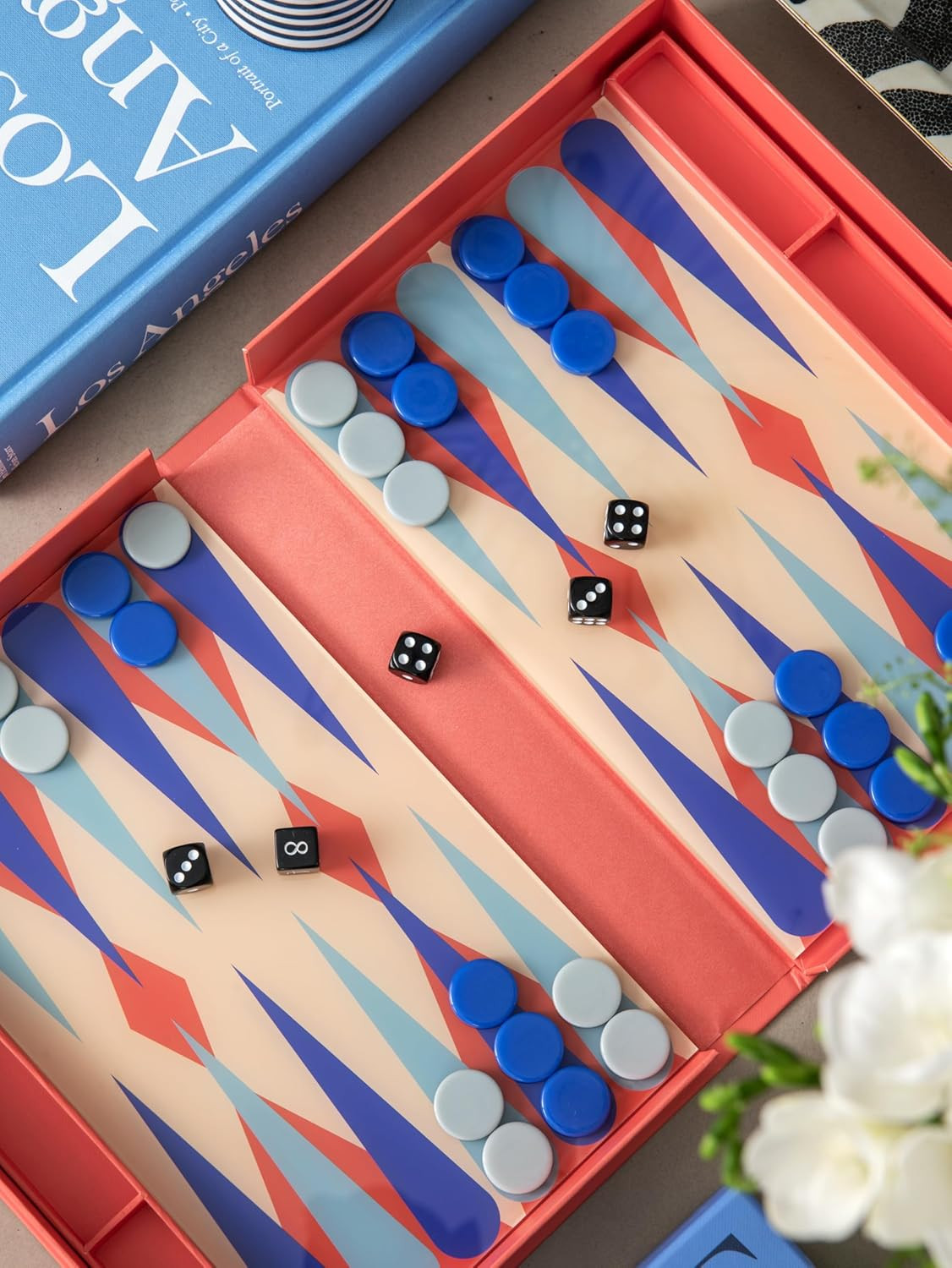 Art of Backgammon – Stylish Red & Blue Acrylic Board Game for All Ages