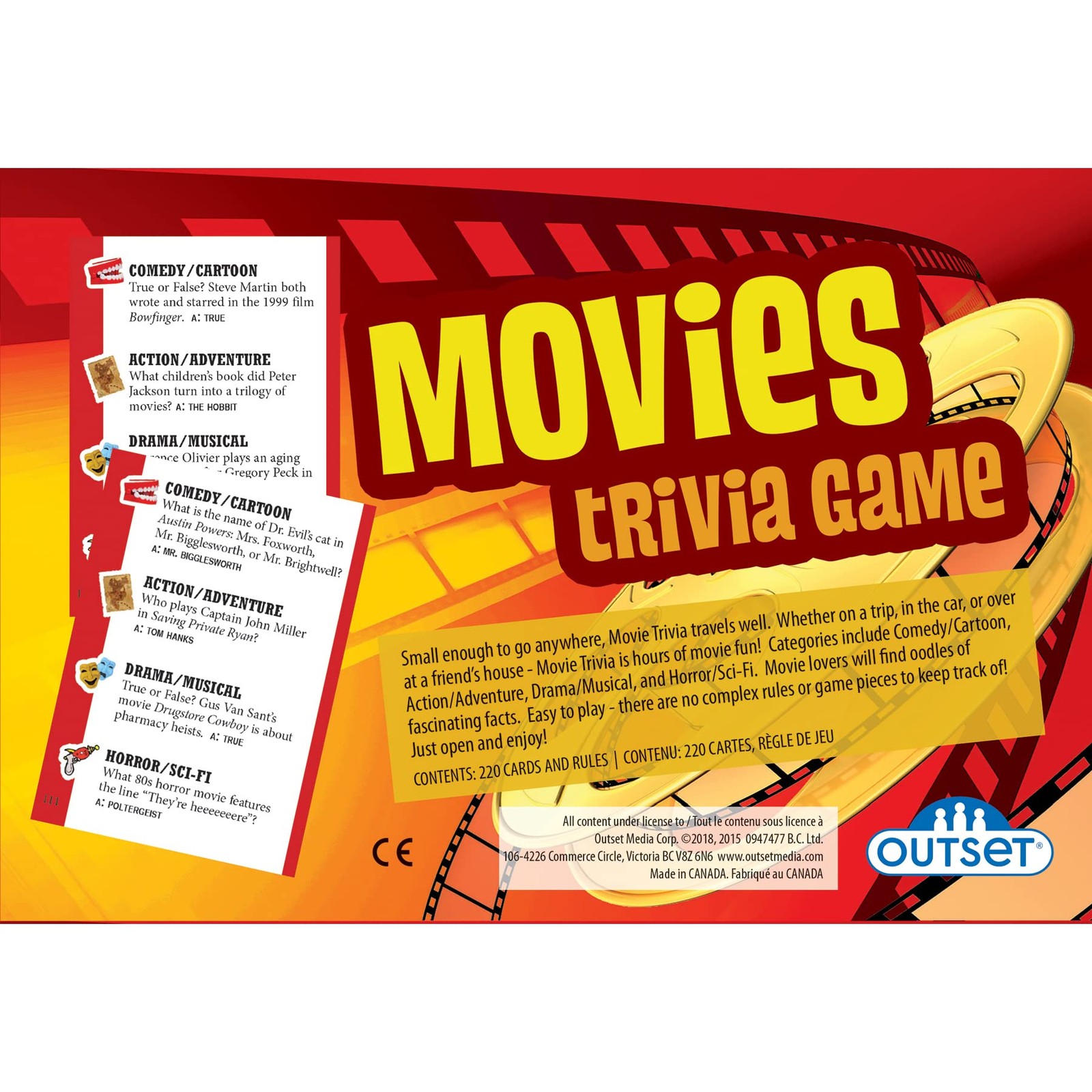 Cobble Hill Movies Trivia Game (1 Piece)
