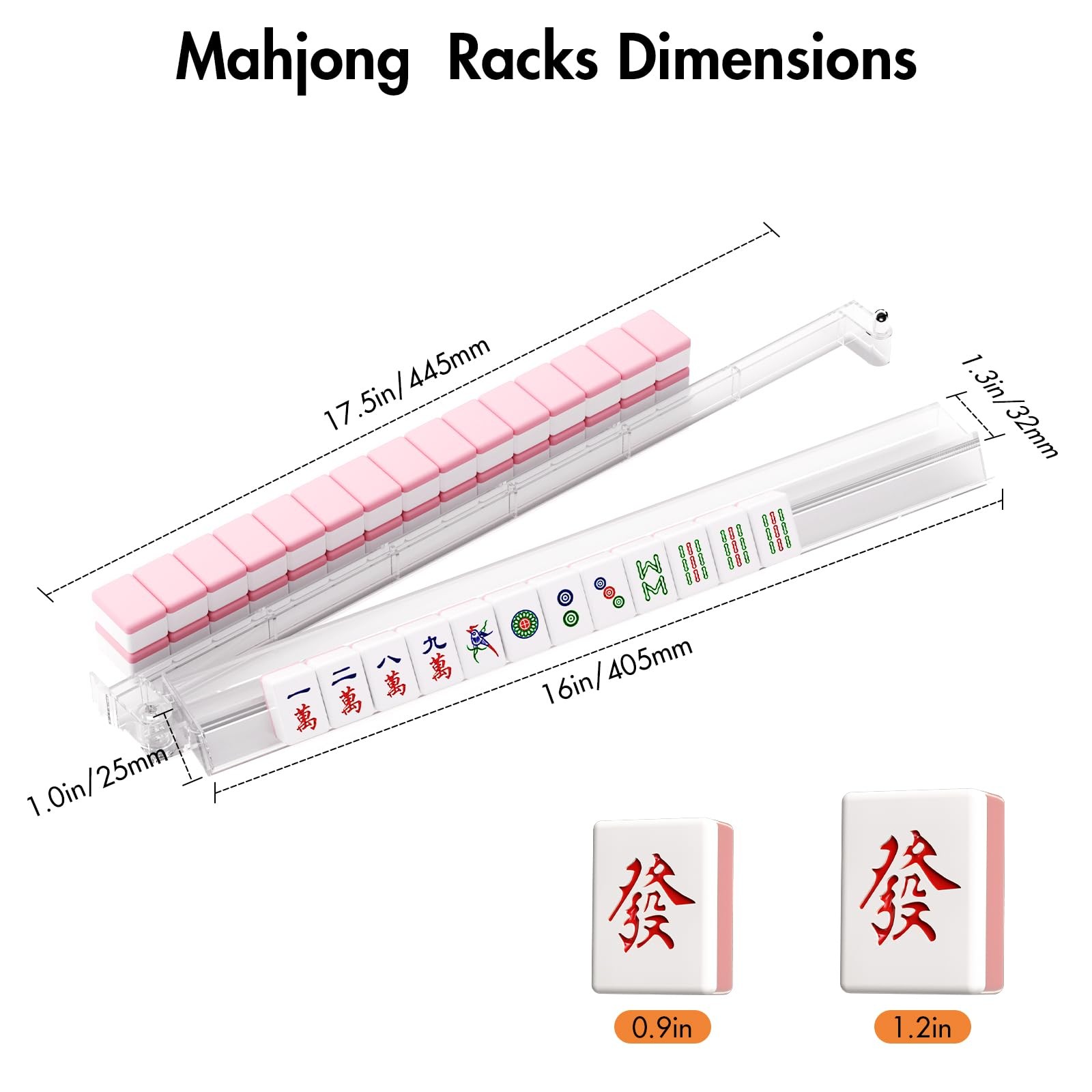 Clear Mahjong Racks with Pushers, 17.5″ Mahjong Pushers and Racks