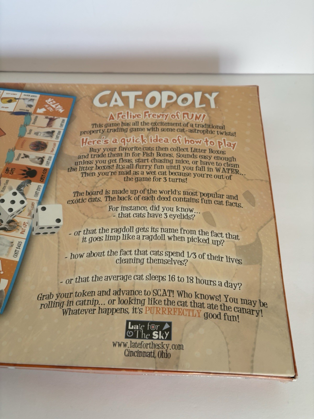 Late for the Sky Cat-Opoly Board Game Traditional Play 1 Hour, 2+ Players, 8+