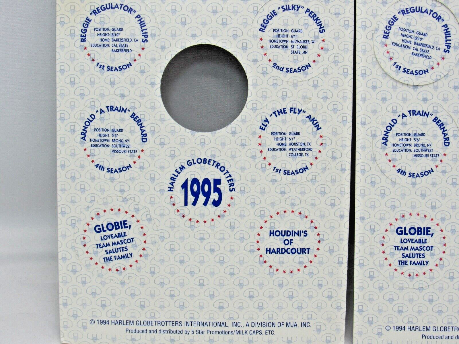 1995 Harlem Globetrotters 15 Officially Licensed Collector’s Caps Pogs Milk Caps