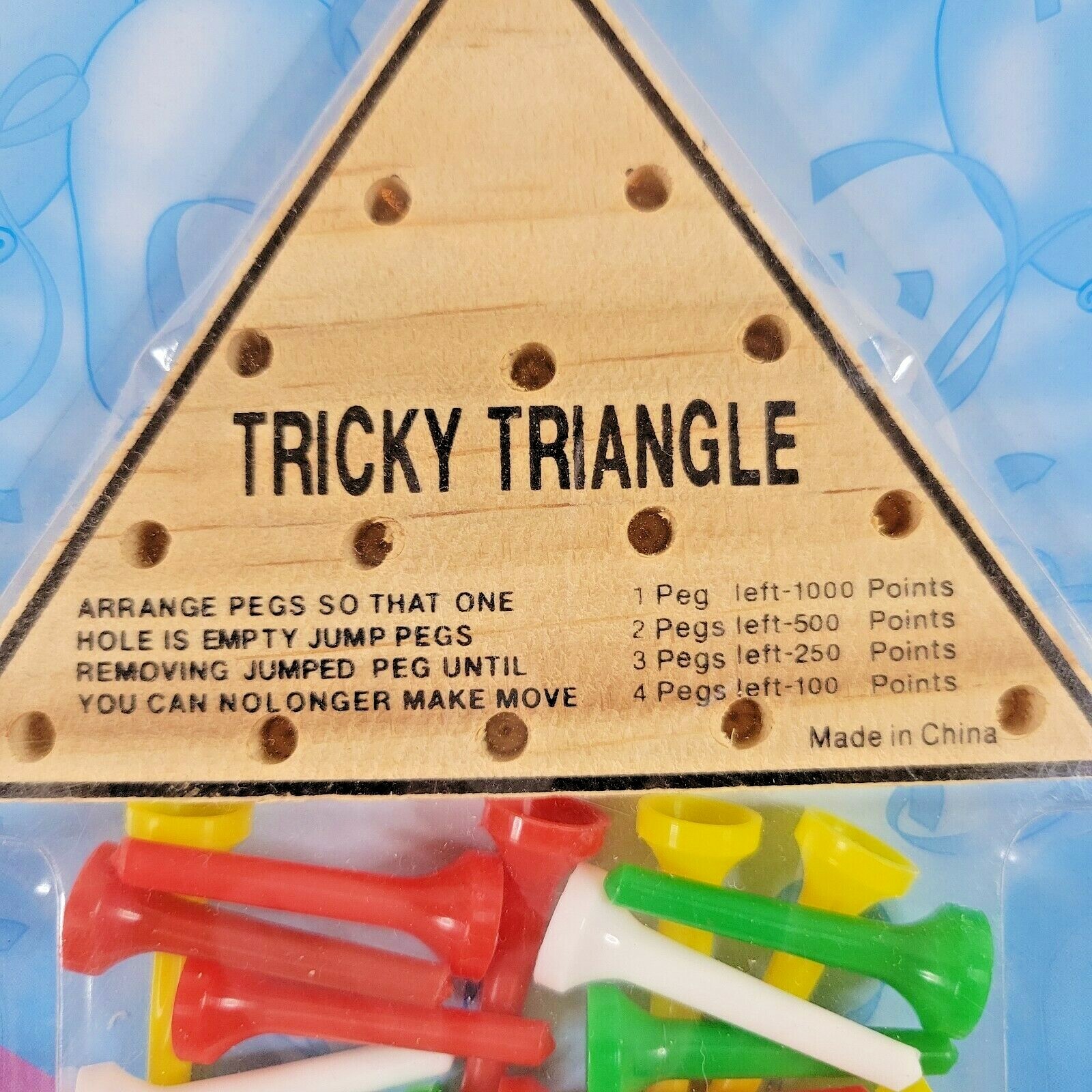 Tricky Triangle Game Wooden Peg Strategy Challenge IQ Test Brain Teaser New
