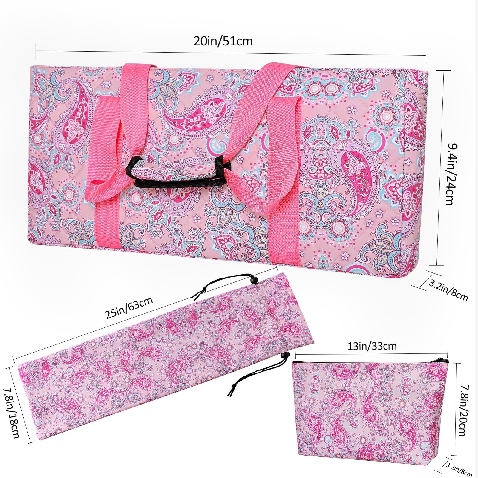 Empty Mahjong Bag,Thickened Pink Printed American Mahjong Game Set, Tiles Bag…