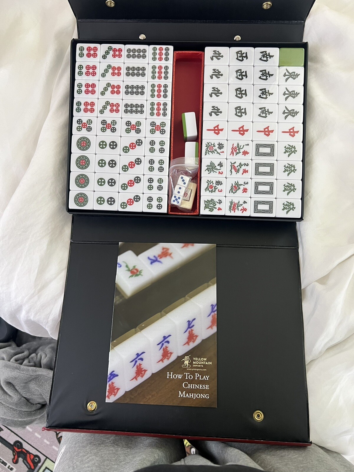 Chinese Mahjong Set X-Large 144 Numbered 1.5″ Tiles Majiang Mah-Jongg in Case