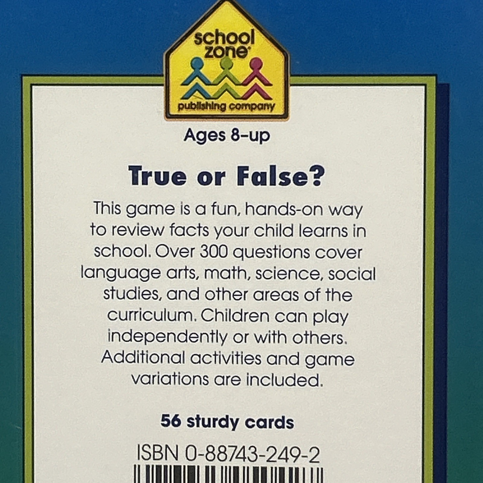 school zone true or false game cards ages 8 – up