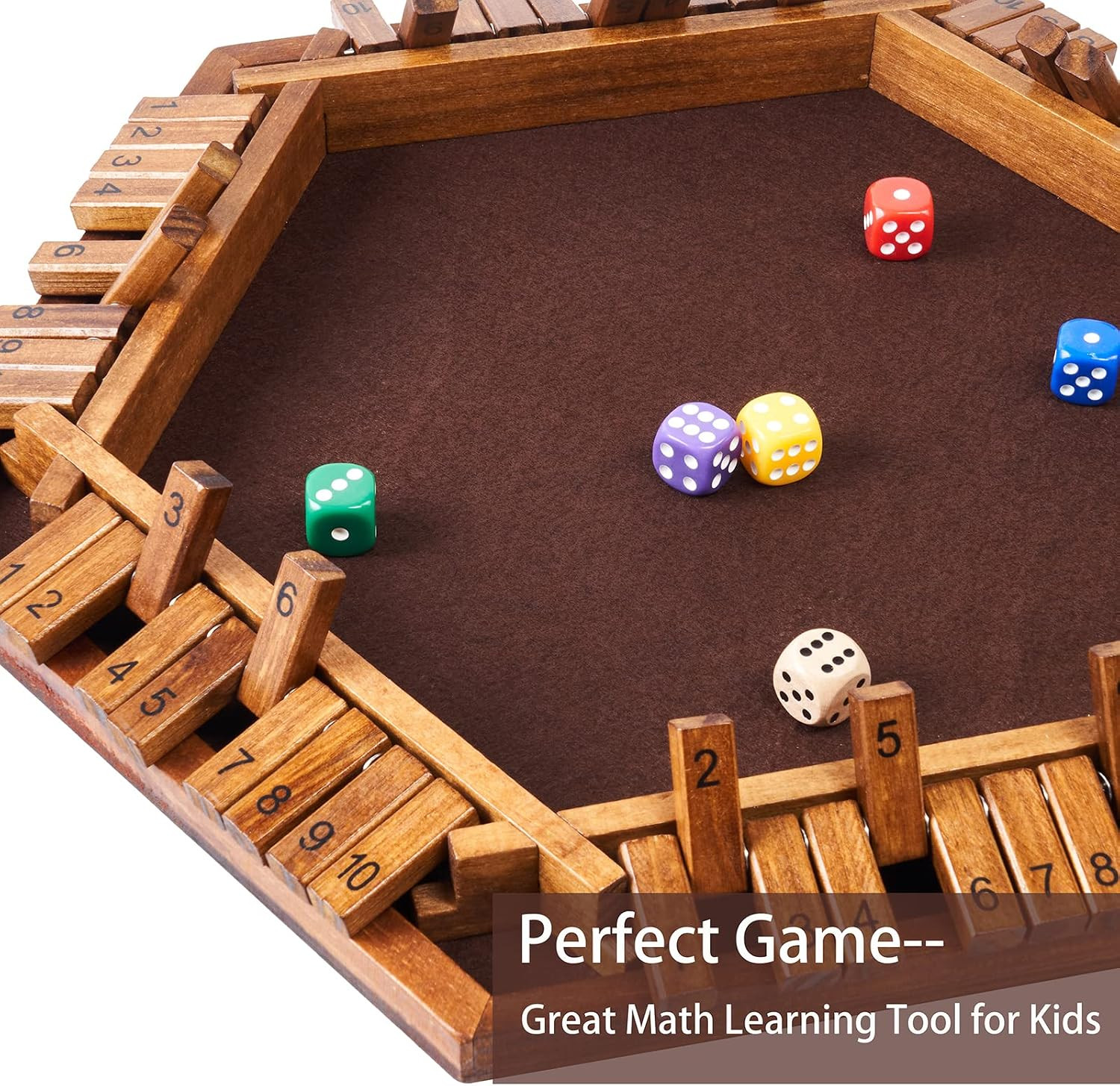 Shut the Box Dice Game Wooden Board (L15 X W13) for 1 2 3 4 5 6 Player Sided 10