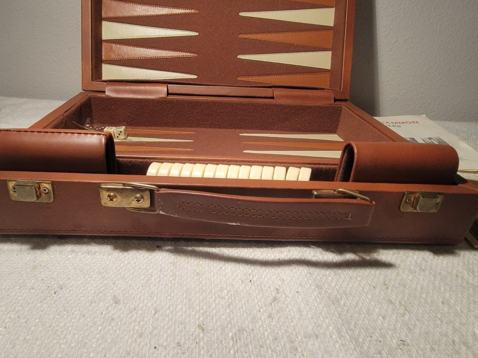 Sunny Brand Vintage Backgammon Set Game With Case Faux Leather W/instructions