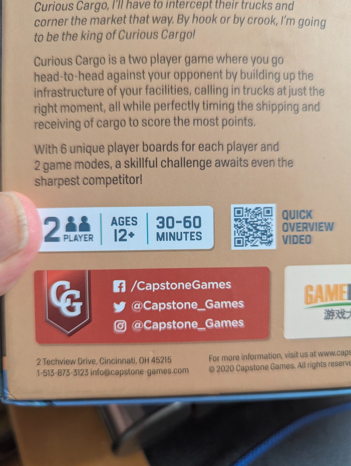 CURIOUS CARGO Board Game 100% COMPLETE 2020 AWARD NOMINEE