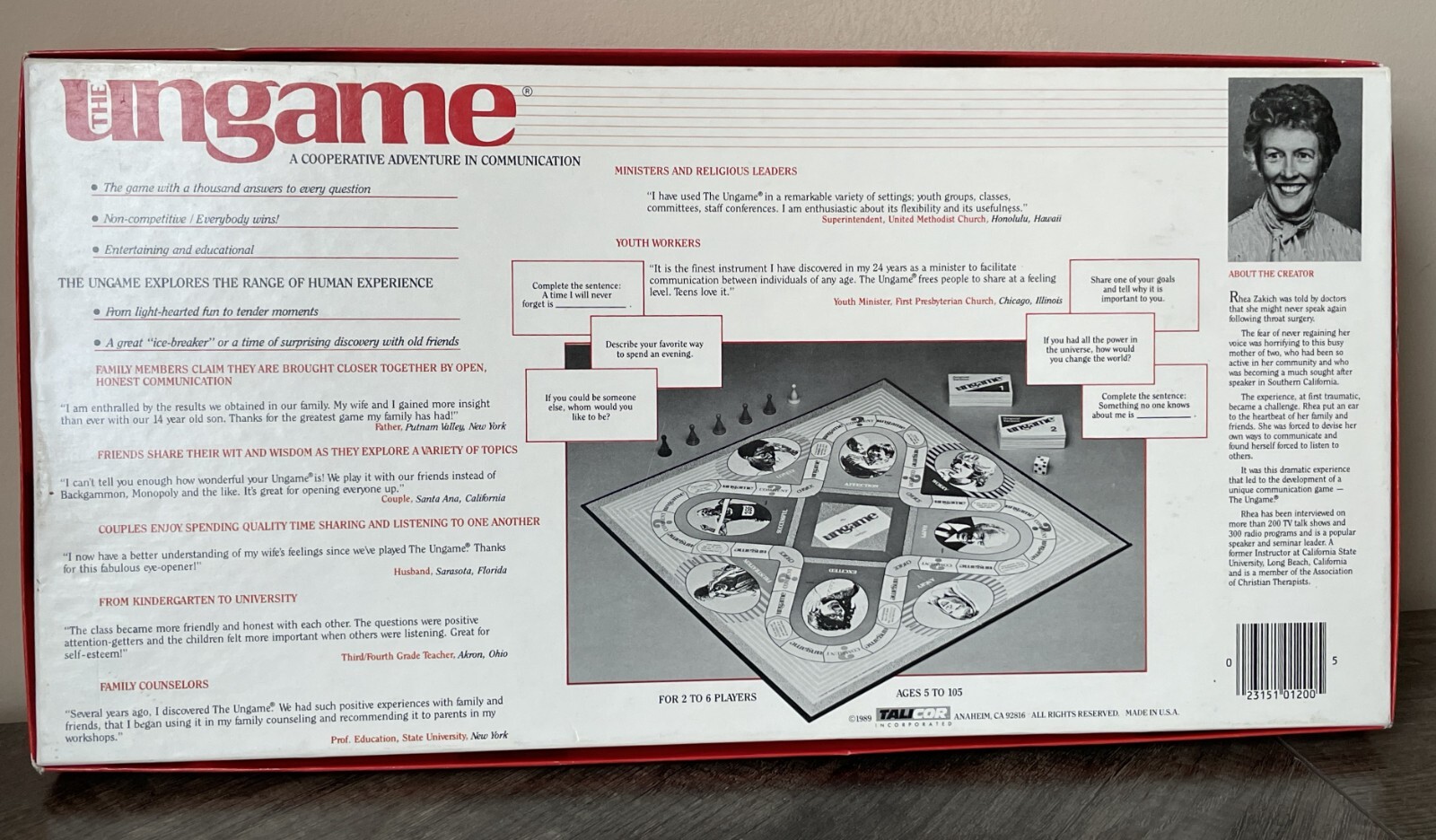 TaliCor Ungame Board Game Christian 1989 Family Self-Expression 100% COMPLETE
