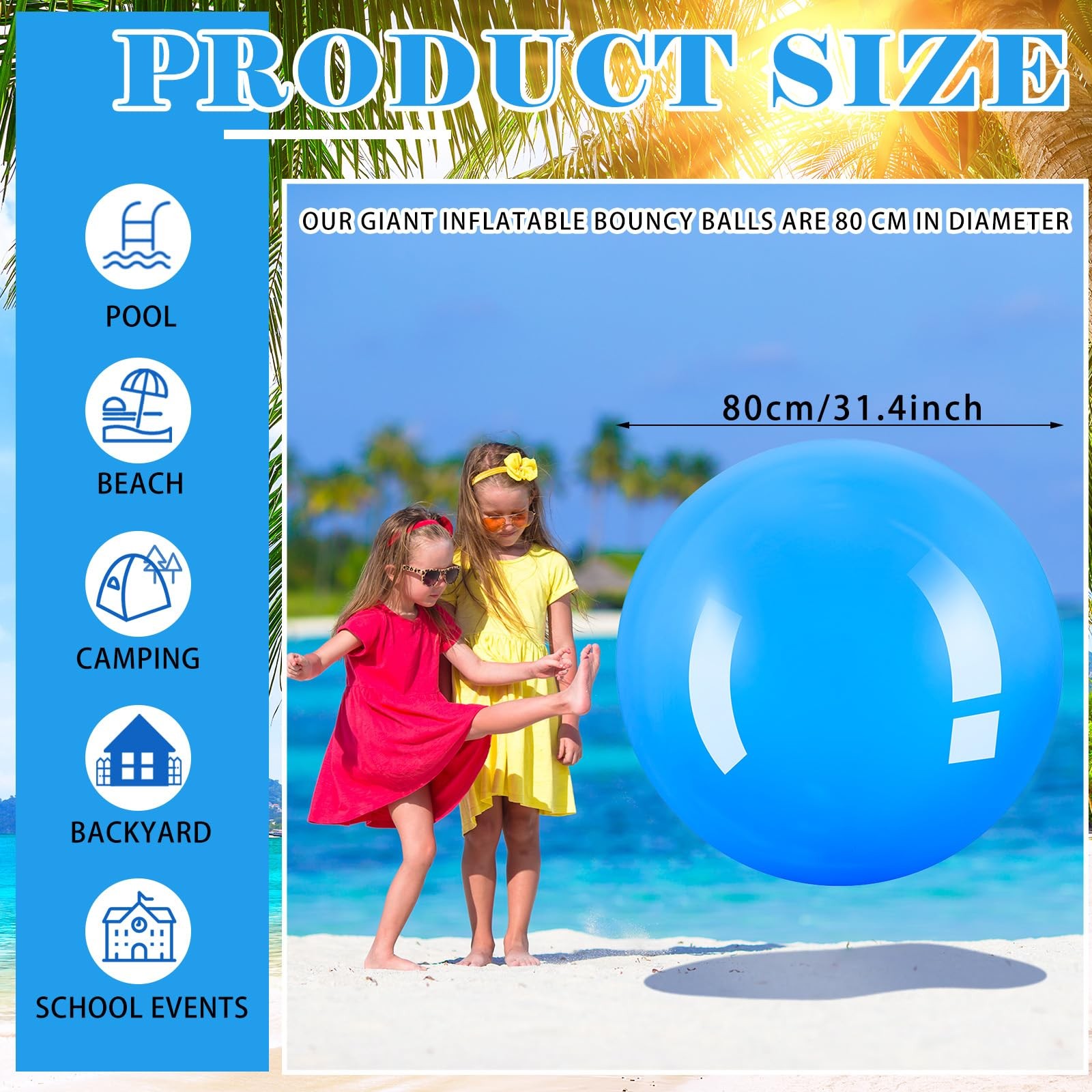 Balls 4 Pcs 30 Inch Giant Inflatable Rubber Kids Kickballs Bouncy Jenaai Large