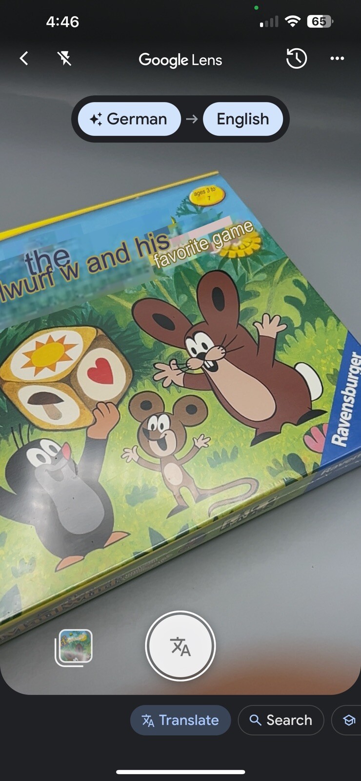 Ravensburger German Game THE MOLE AND HIS FAVORITE GAME Fun Children Board Game