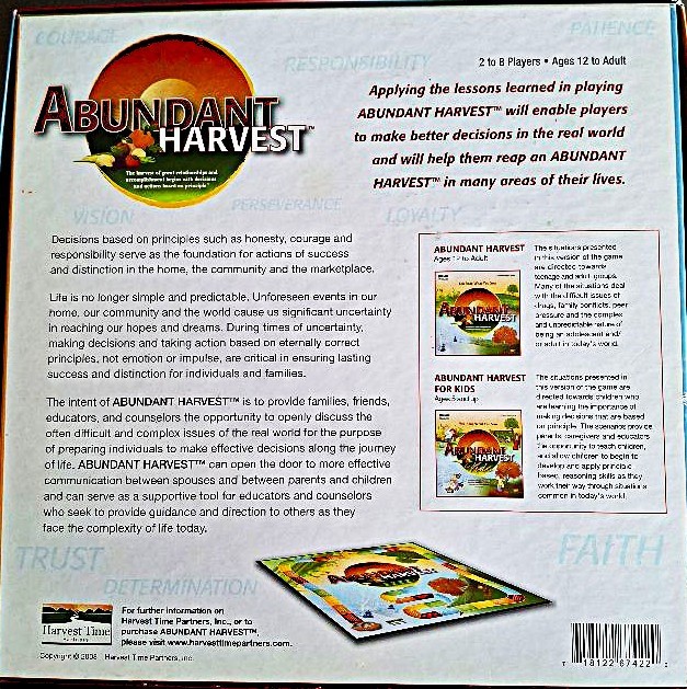 ABUNDANT HARVEST BOARD GAME, All parts brand new, factory-sealed FREE SHIPPING!