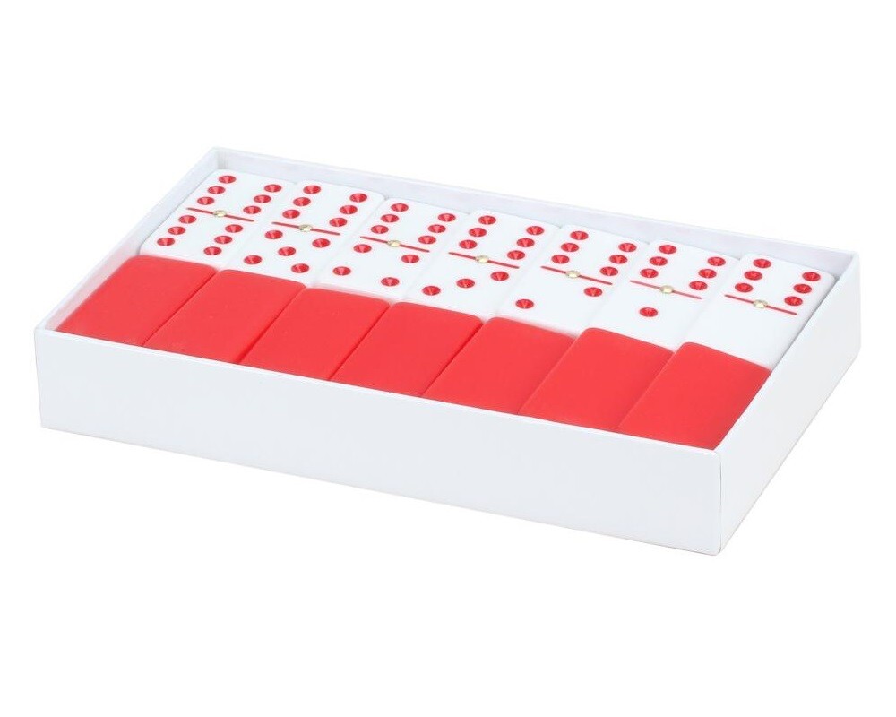 Premium Dominoes Double 6 Six Jumbo Size Acrylic 2 Tone Tile White & Red