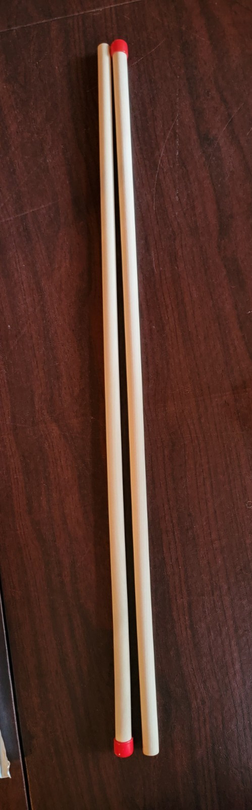 2 VINTAGE CARROM BOARD 24″ WOODEN RED TIP CUE STICKS