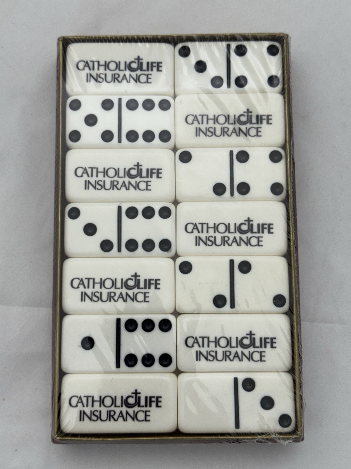 Puremco Professional Marblelike Extra Thick Dominoes Catholic Life Ins Vintage