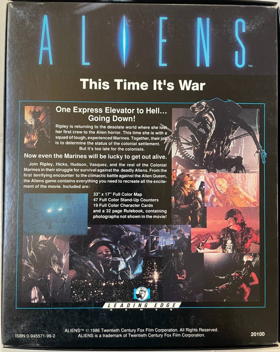 Aliens: This Time It’s War expansion – 1986 Leading Edge Games – COMPLETE SET