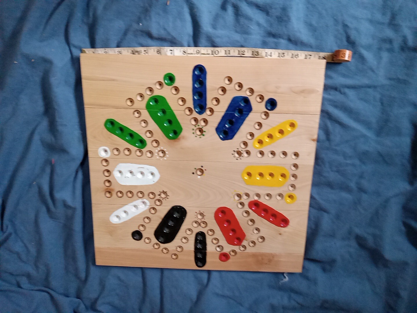 {J150}Handmade 18x18x1 Inch Jumbo Wooden Aggravation 4-6 Player Game Board