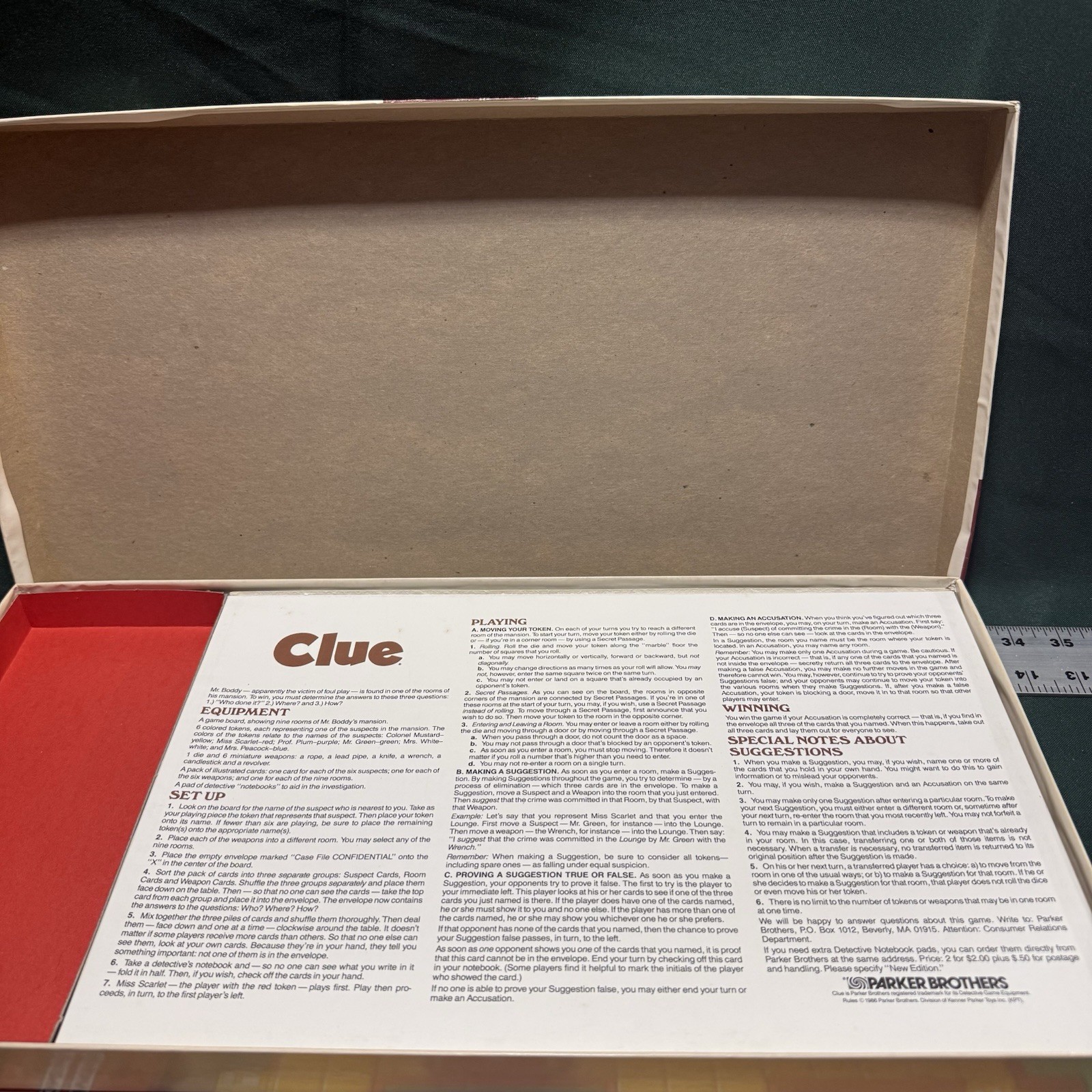 Vintage Clue COMPLETE Parker Brothers 1986 Classic Detective Game Ships Free