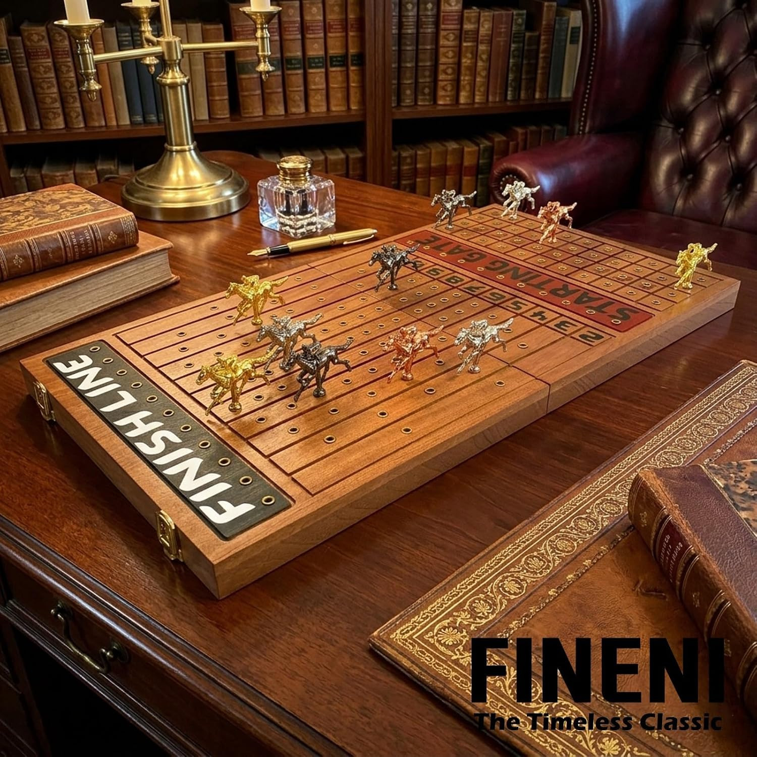 Horse Racing Game for Adults, Foldable Horse Race Board Game with 11 Luxurious M