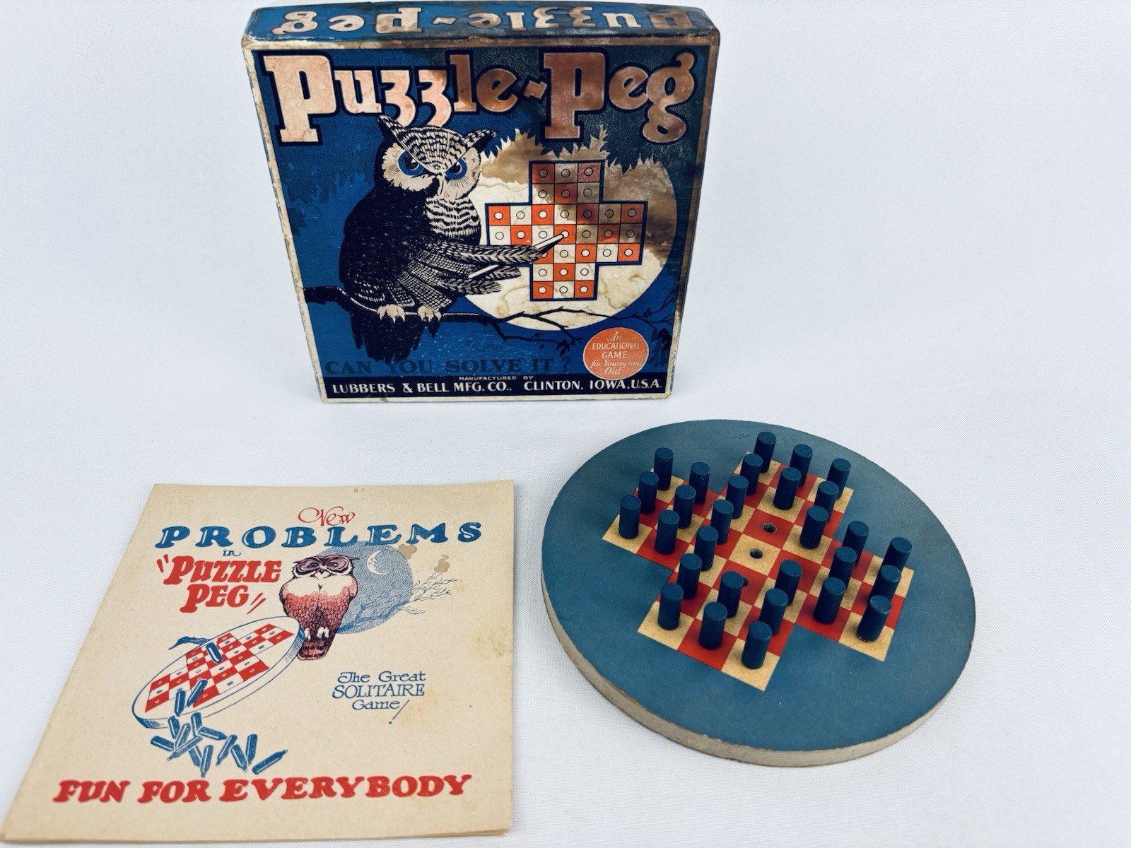 Vintage 1929 Puzzle Peg Game with Instructions – Lubbers & Bell Mfg Co