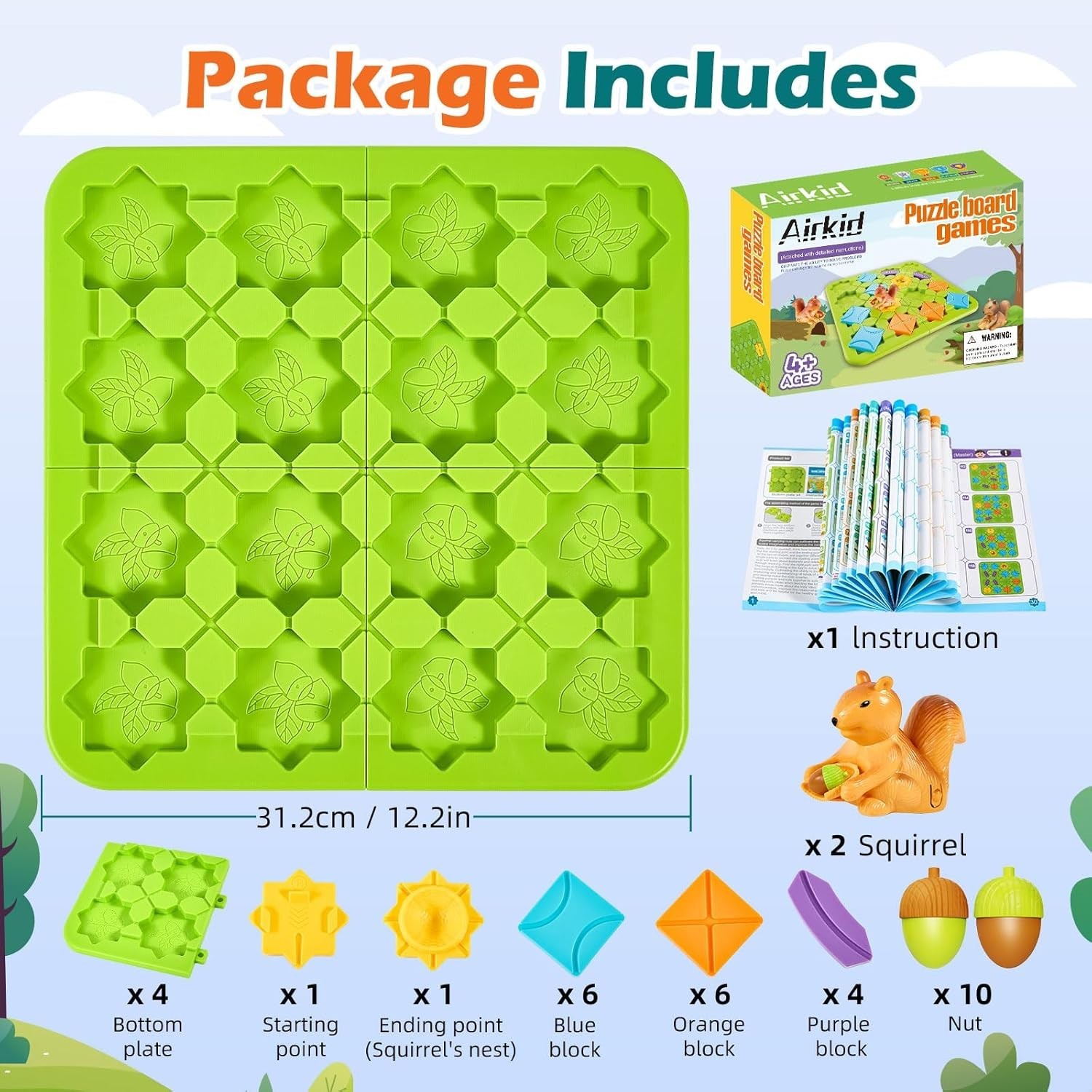 Airkid STEM Board Games Kids Brain Teasers Toys Road Builder Logic Puzzle 4-8 yr