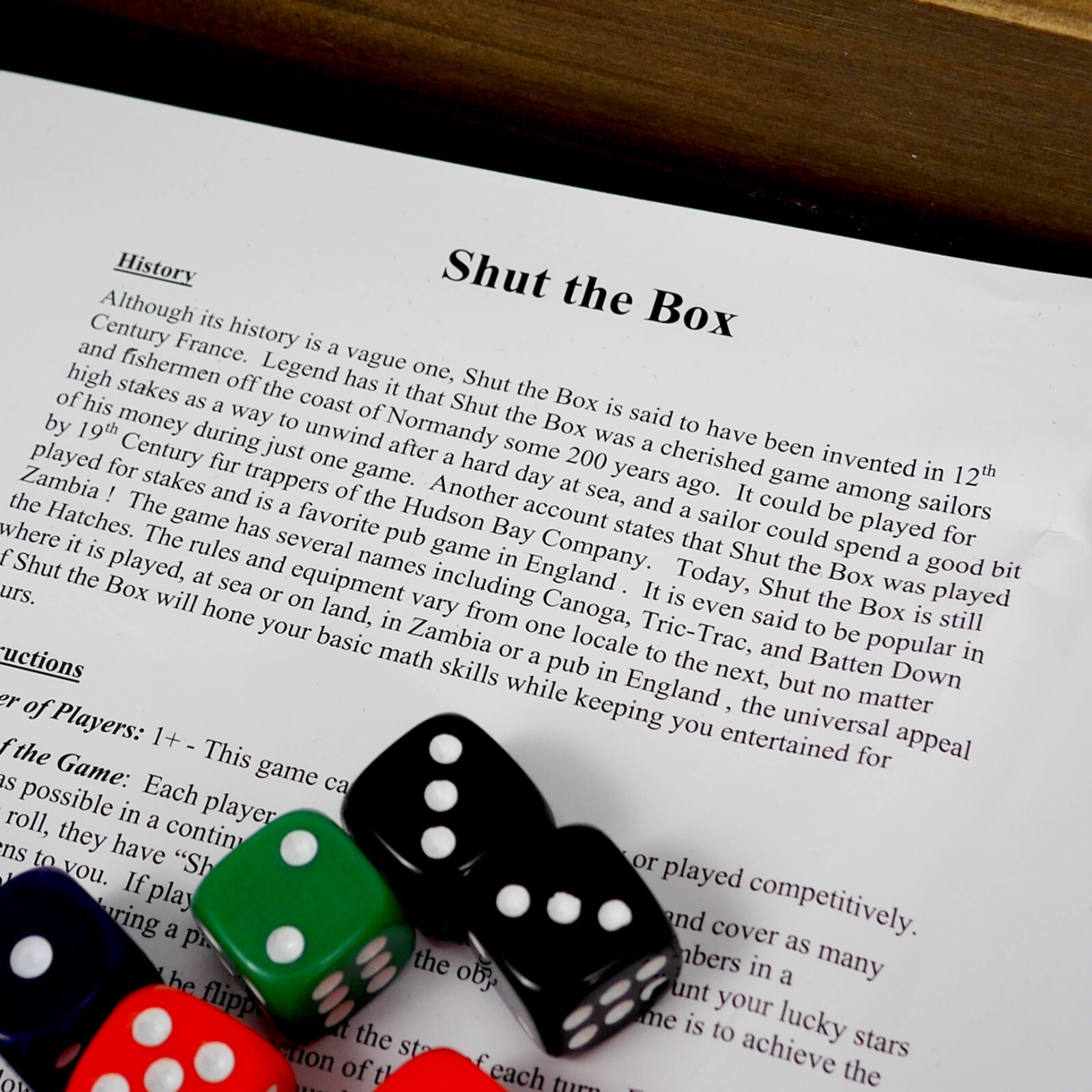 WE Games’ SHUT THE BOX 14 inch Walnut Board for 1 to 4 Players 497410 COMPLETE