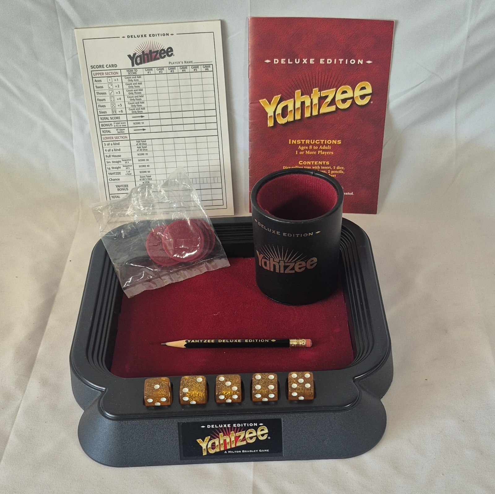 Milton Bradley Yahtzee Deluxe Edition Classic Dice Game, 8+ (1997) 4734-PAD