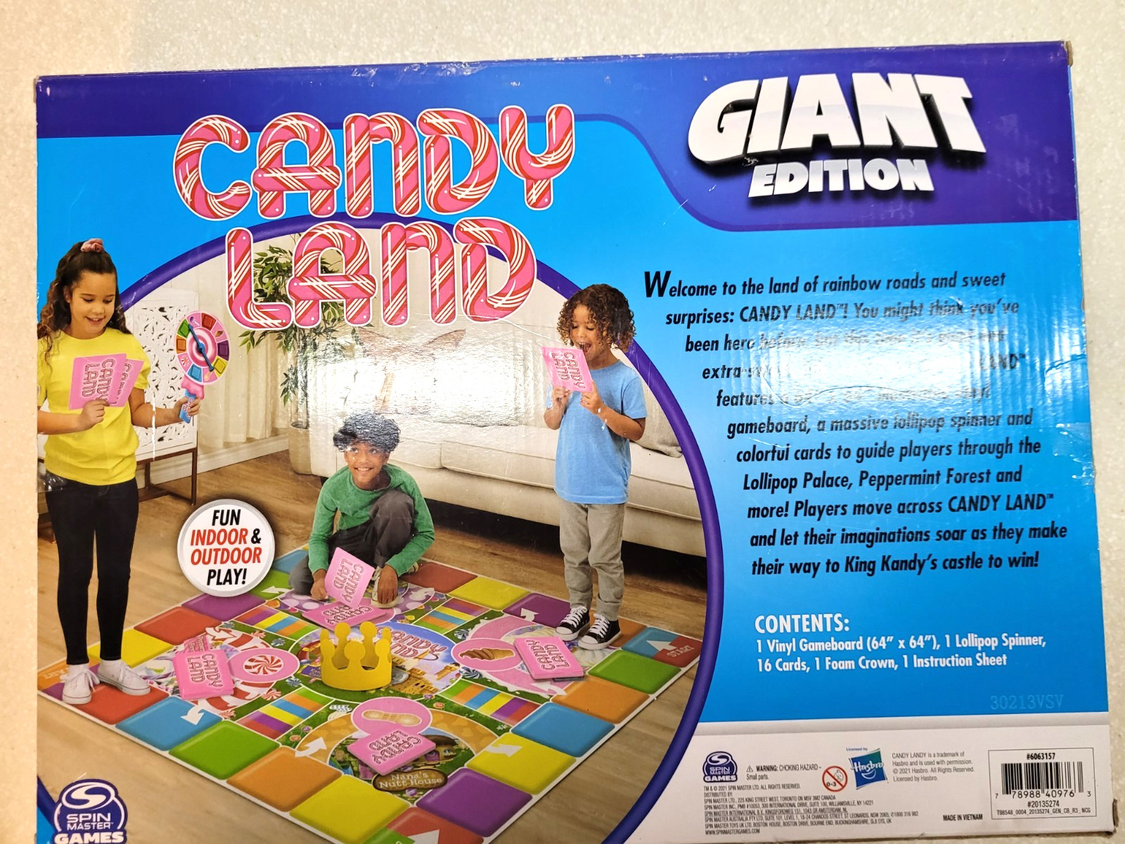 Spin Master Games Candy Land Giant Edition Board Game Ages 4+ 2-4 Players