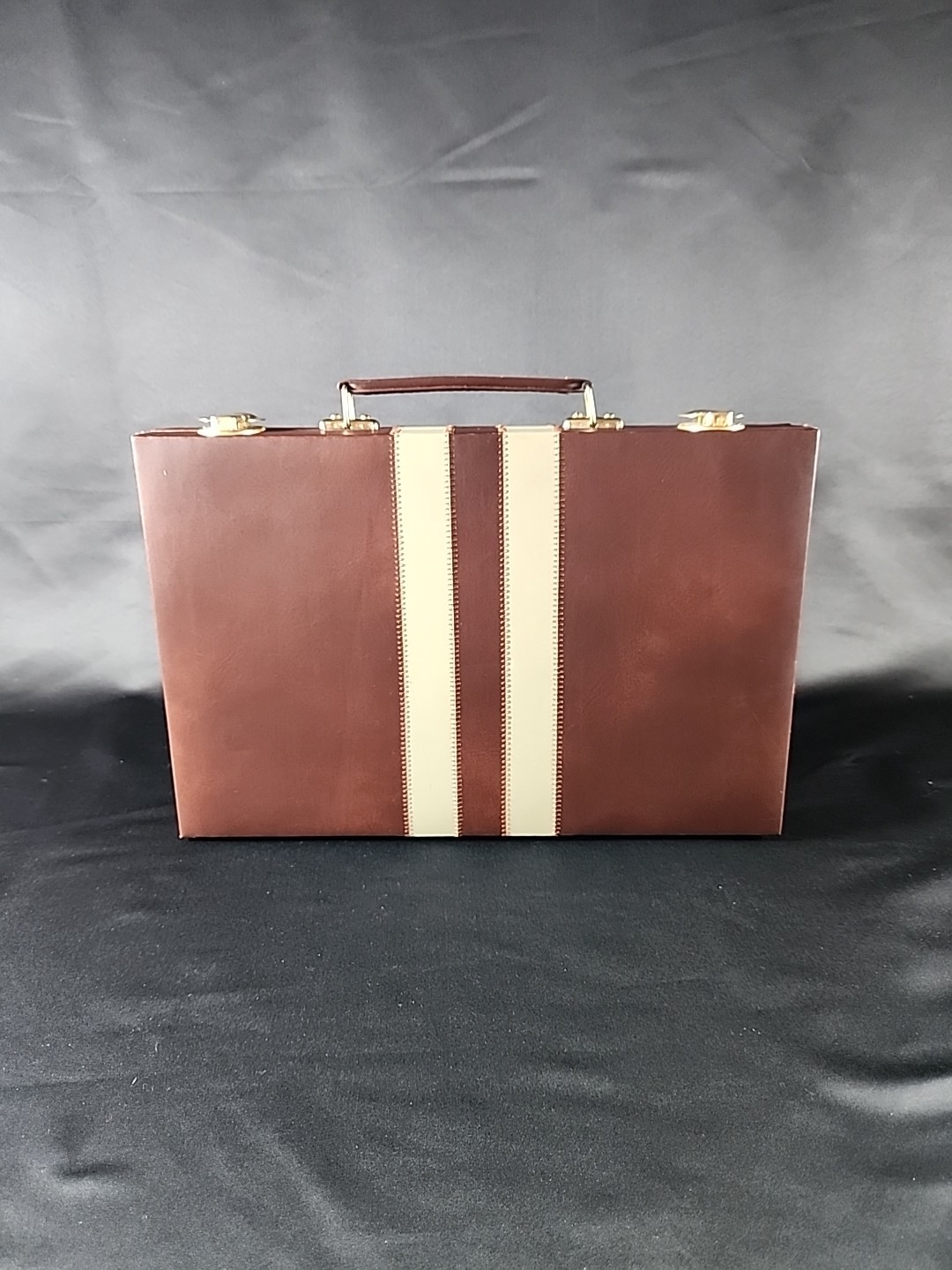 Vintage Backgammon Set Travel Case Leatherette Complete w Dice Cups 1950s 60s
