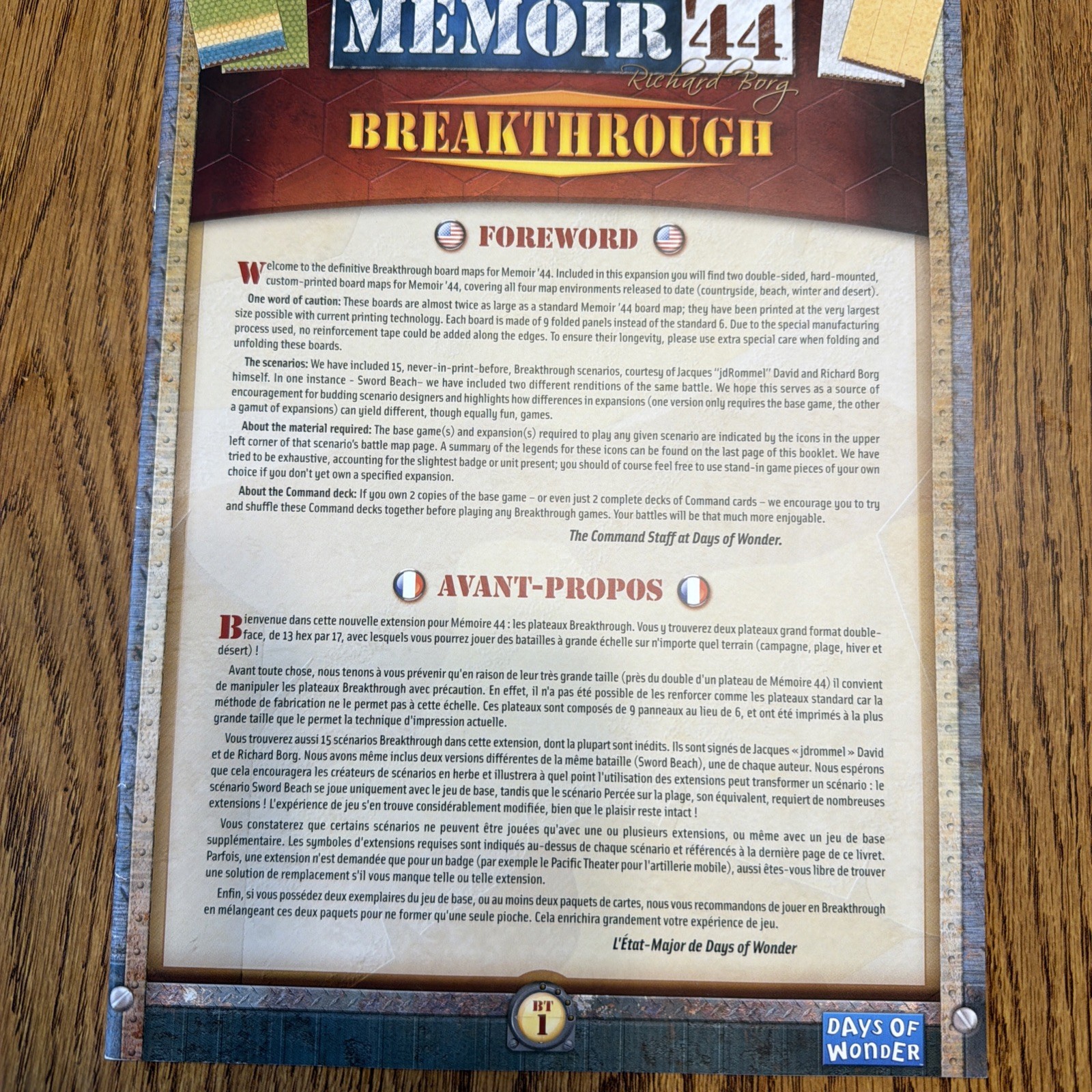 Memoir ’44 Breakthrough Board Maps & Manual Days of Wonder 15 Scenarios – EUC