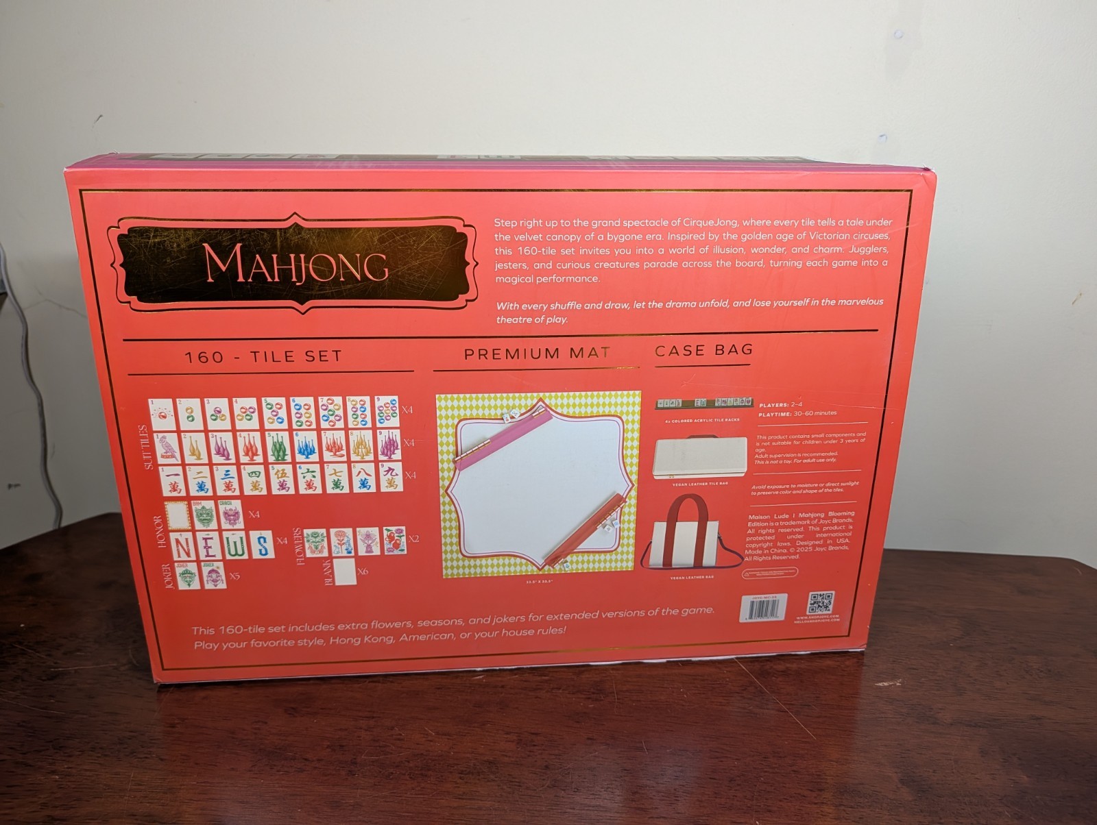 Maison Lude Cirquejong Mahjong Set 160 Tiles Racks Mat Carrying Case New