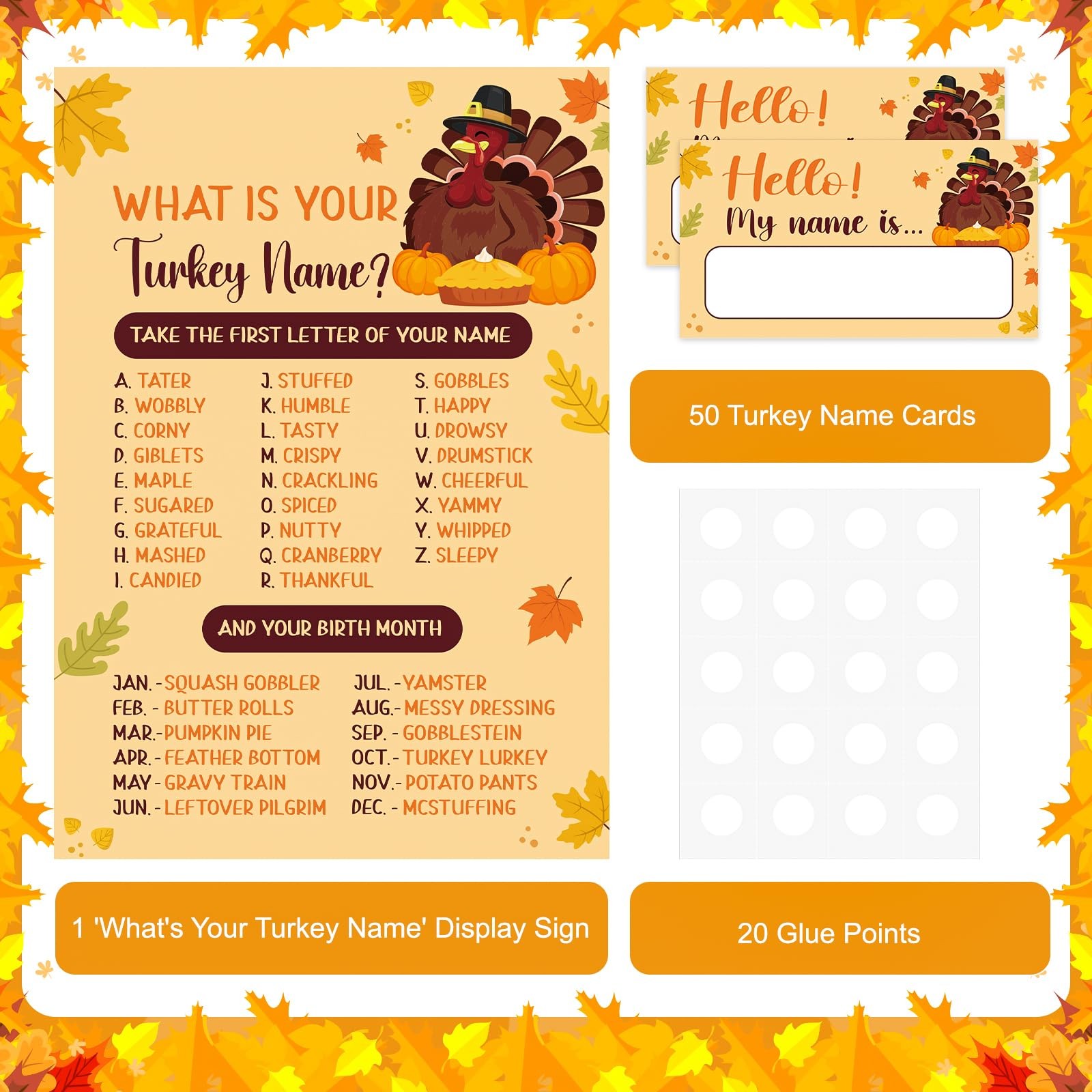 Thanksgiving Games for Family Adults Office Large Groups Orange, Red, Brown