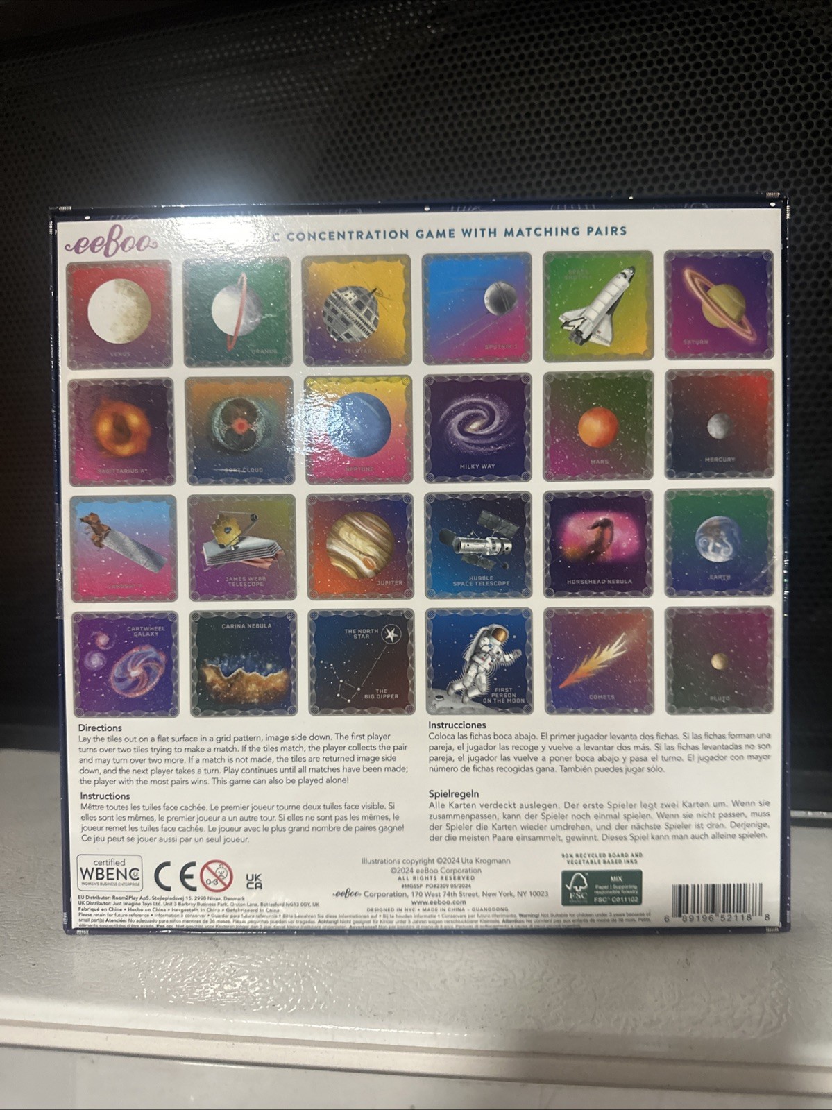 Shiny Space Memory Game 24-Pair Matching Tiles Boost Recognition Ages 5+