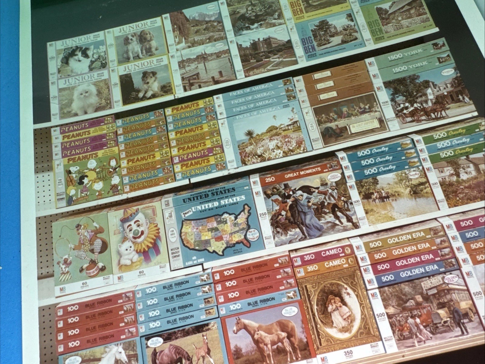 VTG Milton Bradley Promo Photos Puzzle Display Big Eye Pity Puppy Kitty, Peanuts