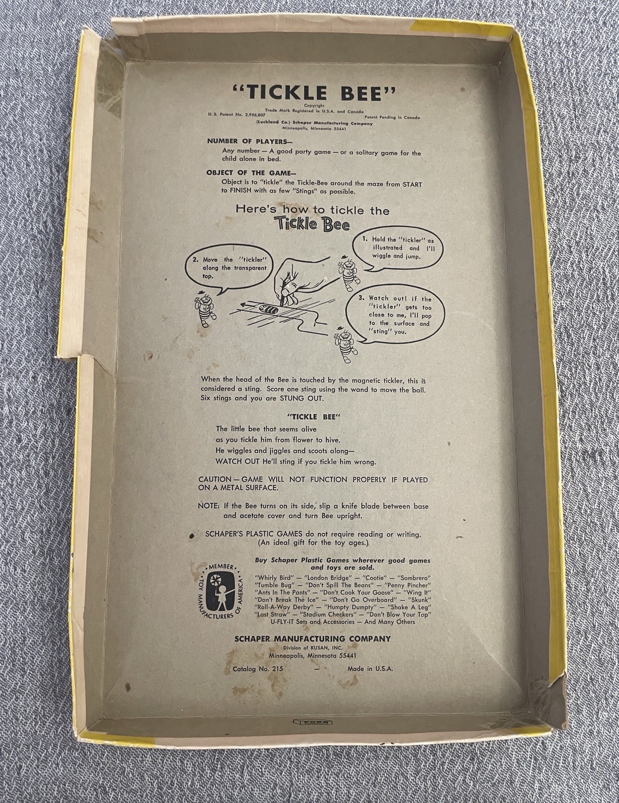Vintage 1956 Tickle Bee Game Magnetic Maze by Schaper Toys – Complete